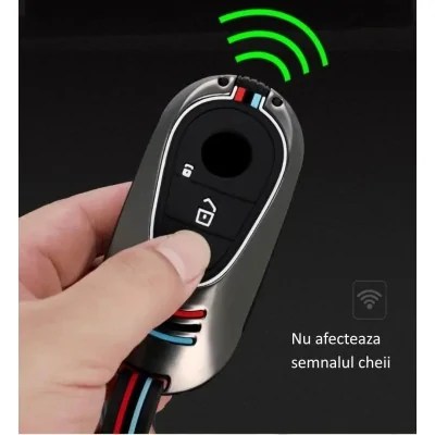 Husa cheie ultrarezistenta Mercedes-Benz, model 2022, gun metal gray-AUTOTOB-5949499095294